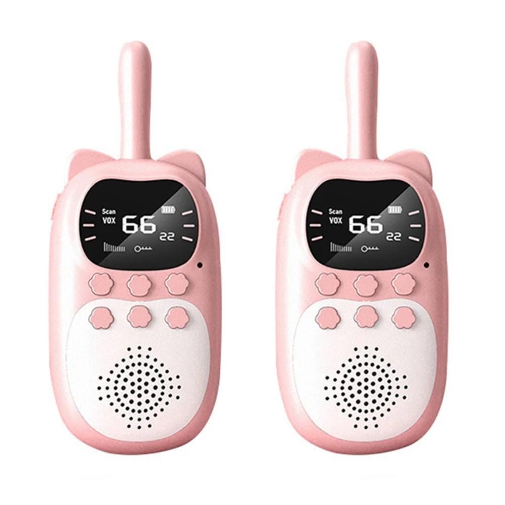 Toyesta-2pcs Rechargeable Kids Walkie Talkie-Pink & Pink-