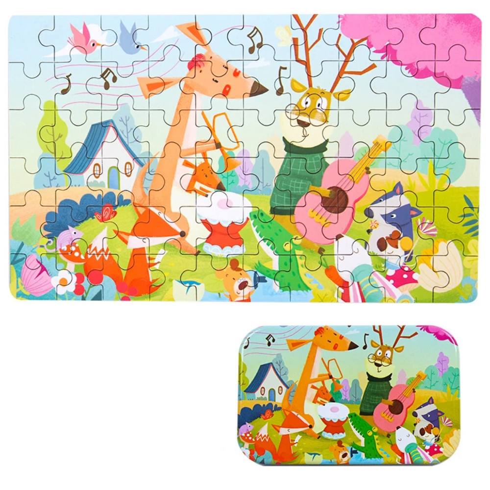 Toyesta-60 Pieces Children Wooden Puzzle Toy-Animals Concerts-