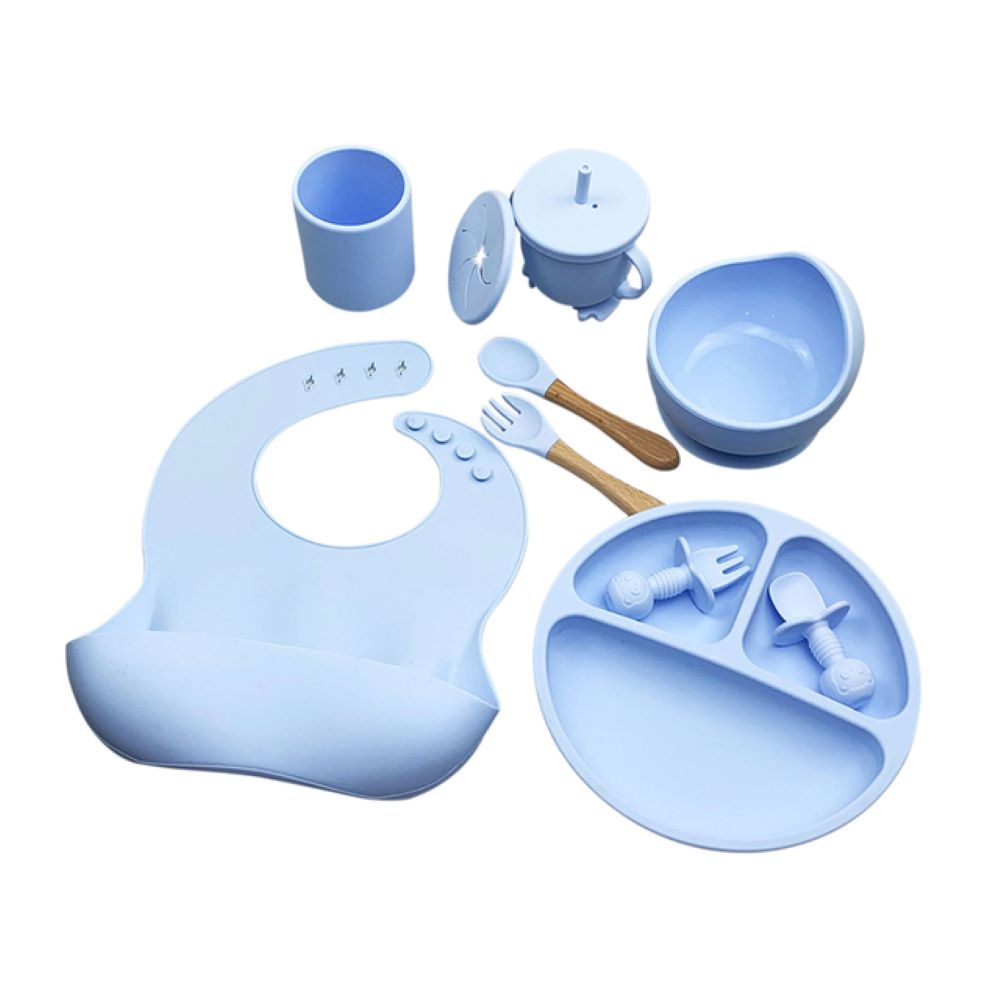 Toyesta-Complete Silicone Baby Feeding Set-Light Blue-