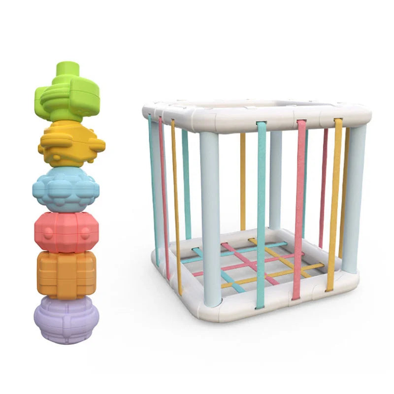 Toyesta-Educational Blocks Sorting Baby Montessori Toys-Cube 6 Shape-