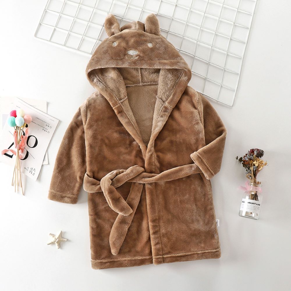 Toyesta-Kids Rabbit Hooded Bathrobe-Beige-90-