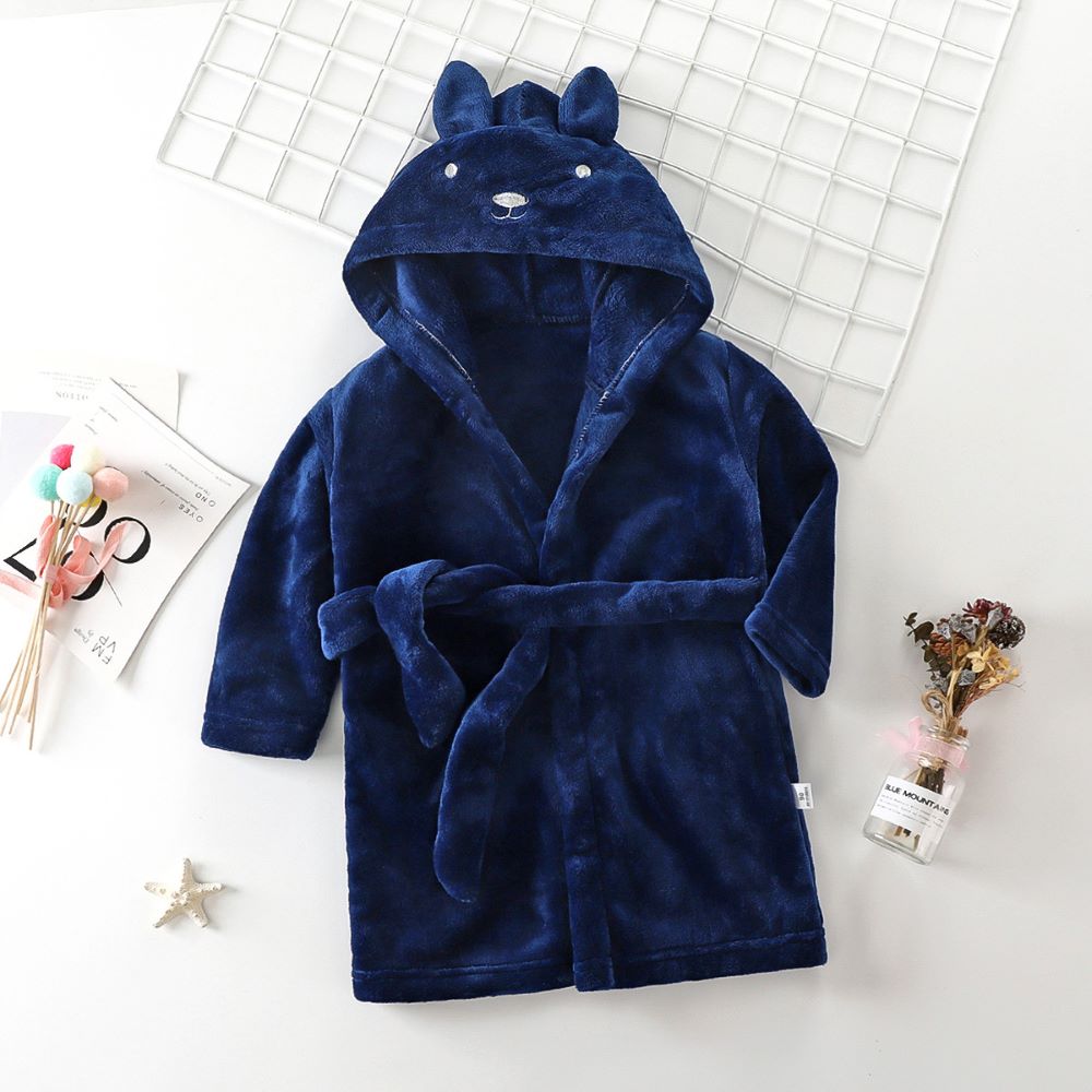 Toyesta-Kids Rabbit Hooded Bathrobe-Bleu-90-