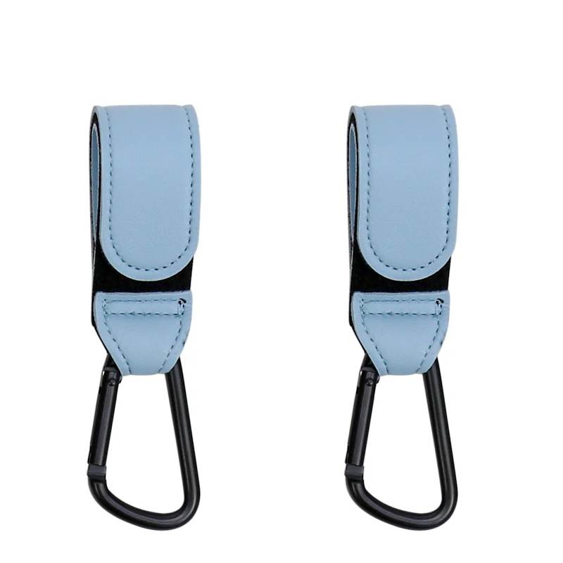 Toyesta-2 Pcs PU Leather Baby Bag Stroller Hook-Blue-