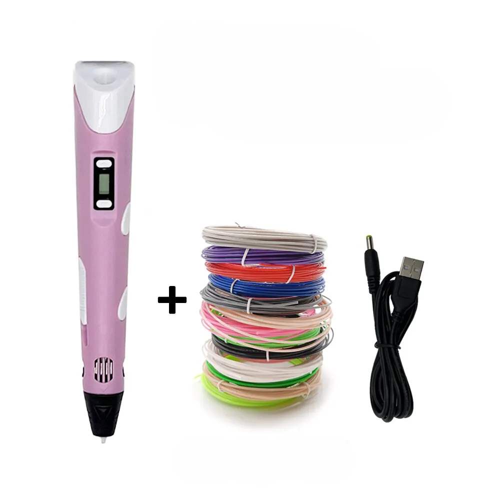 Toyesta-3D Drawing Printing Pen with LCD Screen-Pink-