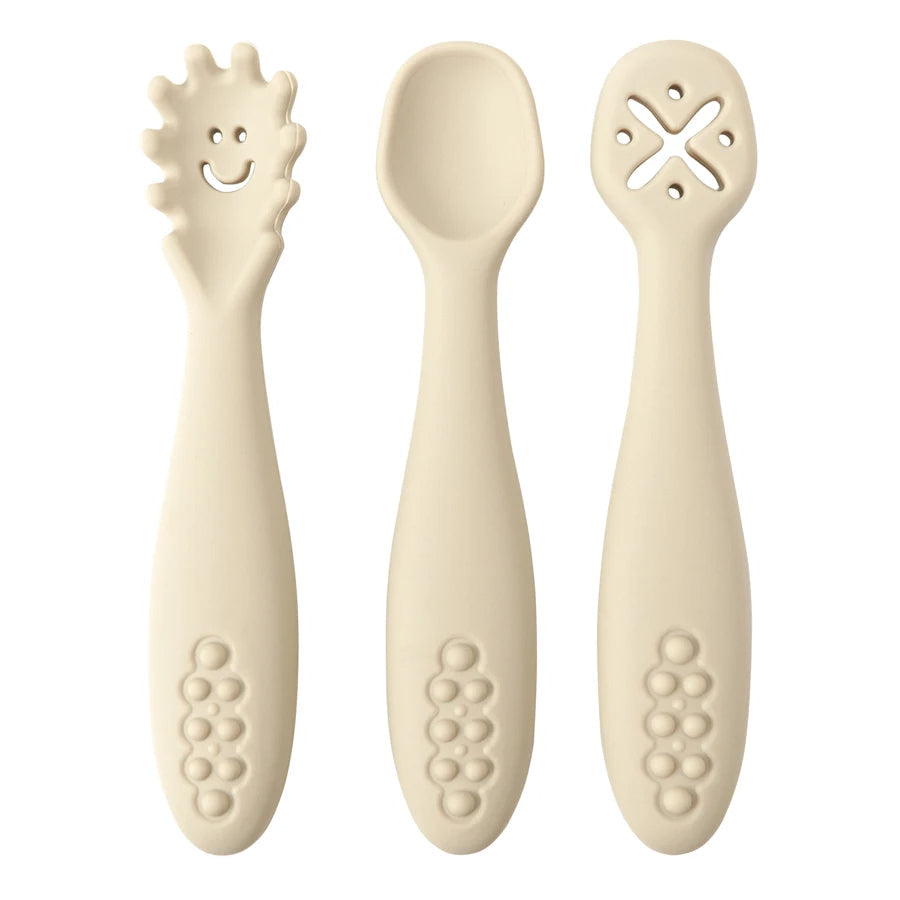 Toyesta-3PCS Cutlery Silicone Children's Tableware-Beach-sand-