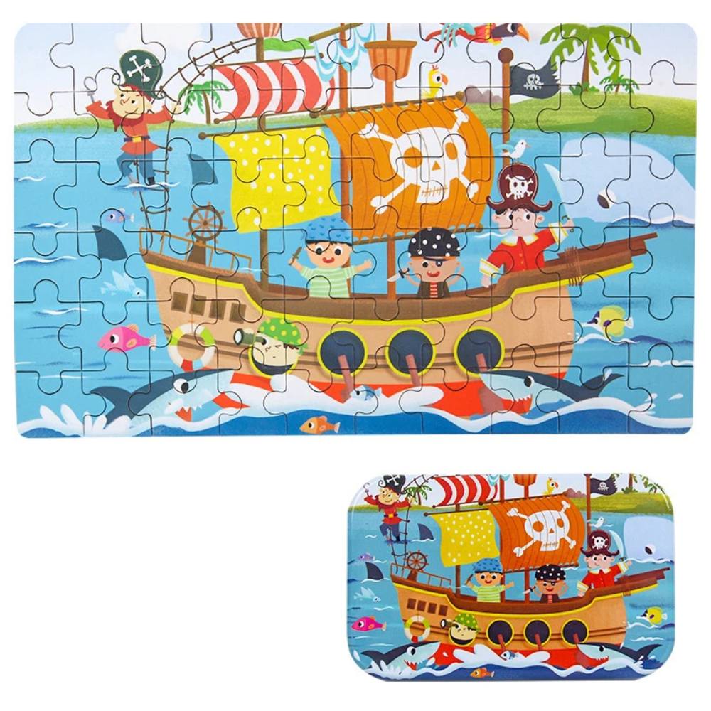 Toyesta-60 Pieces Children Wooden Puzzle Toy-Pirate Captain-