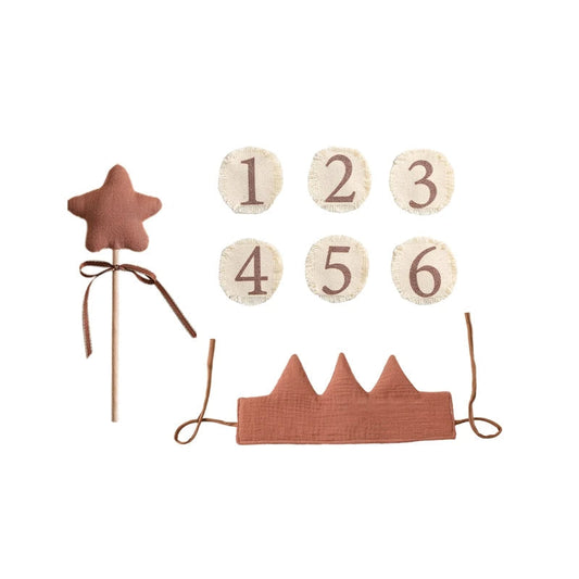 Toyesta-Baby Birthday Cotton Magic Star and Crown Set-Brown-