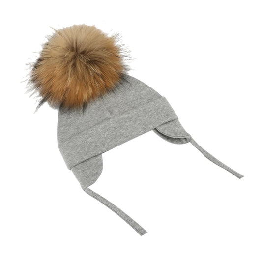 Toyesta-Baby Cotton Hat with Ear Warmer-0-2 months-Grey-