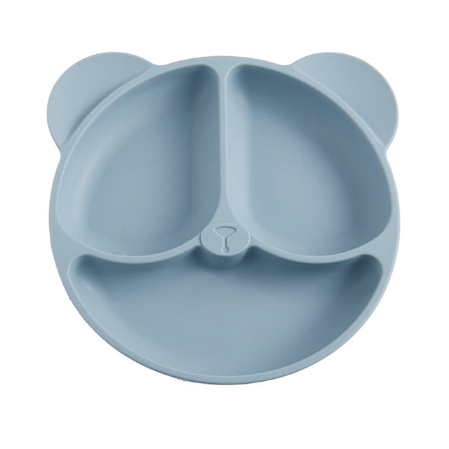Toyesta-Baby-Safe Silicone Dining Plate-Bear Grey Blue-
