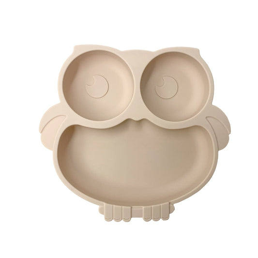 Toyesta-Baby-Safe Silicone Dining Plate-Owl Beige-