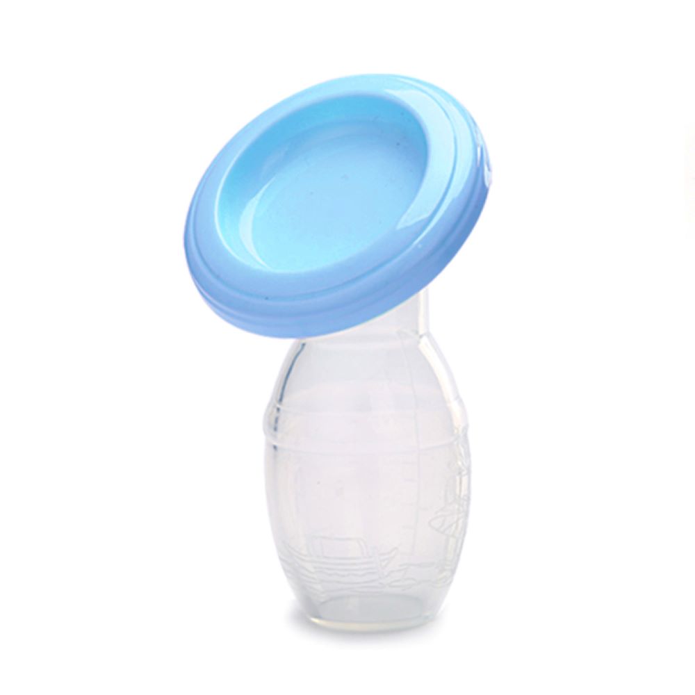 Toyesta-Baby Silicone Manual Breast Milk Collector Pump-Bottom Seat Blue-