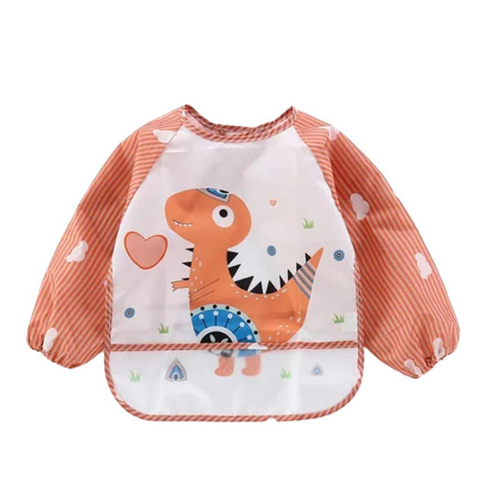 Toyesta-Baby Waterproof Long Sleeve Feeding Bib -Pink (0-3 Years)-