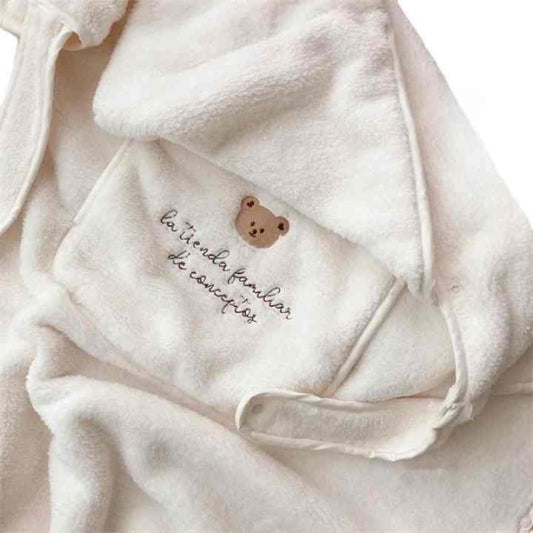 Toyesta-Bunny Winter Windproof Baby Blanket Warm Quilt Swaddle Wrap-Bear-