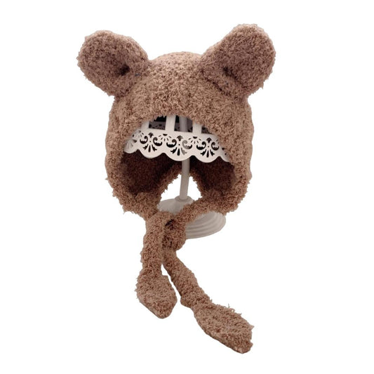Toyesta-Cartoon Baby Earflap Hat Bonnet-Brown-48-50 cm-