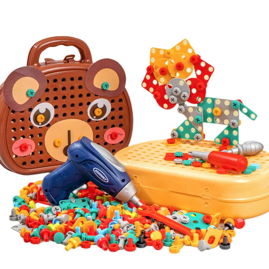 Toyesta-Children's Electric Drill Assembly Puzzle Toy-Bear driller with box-