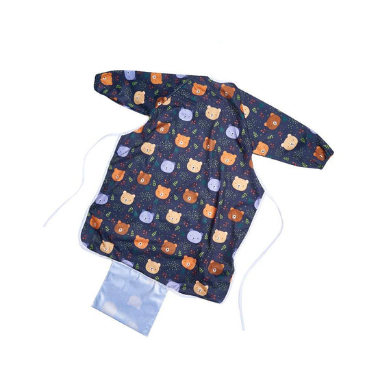 Toyesta-Coverall Packable Waterproof Baby Feeding Bibs-One Size-Dark Blue-