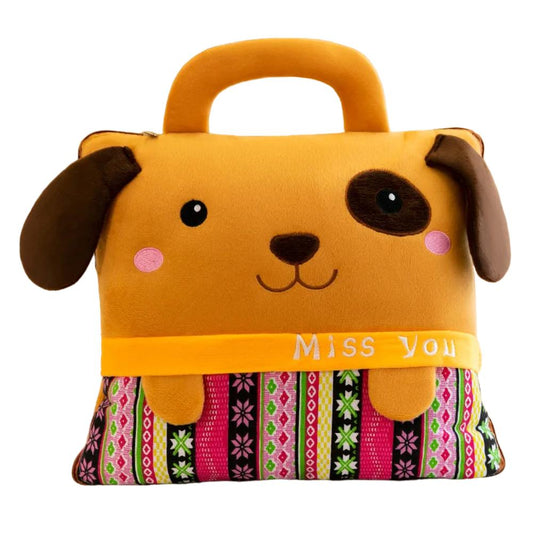 Toyesta-Cute Blanket Quilt-Dual-Use Pillow Folding-Brown-blanket 160x100cm-