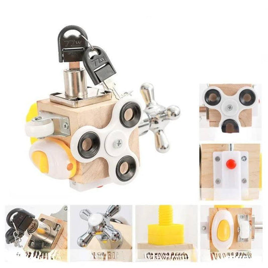 Toyesta-Kids Busy Activity Cube Wooden Montessori Toy-