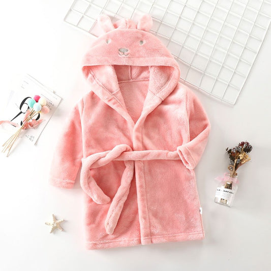 Toyesta-Kids Rabbit Hooded Bathrobe-Pink-90-