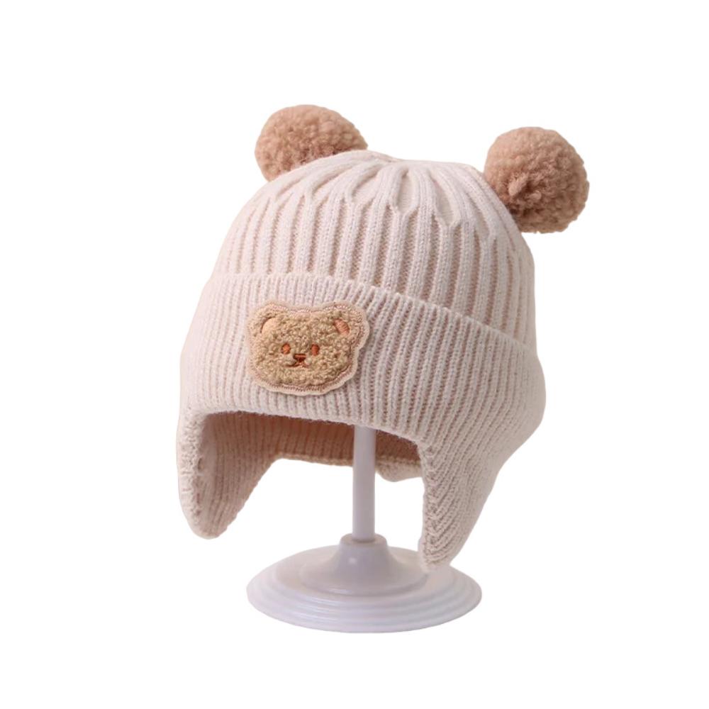 Toyesta-Knitted Winter Baby Beanie Hat-Beige-