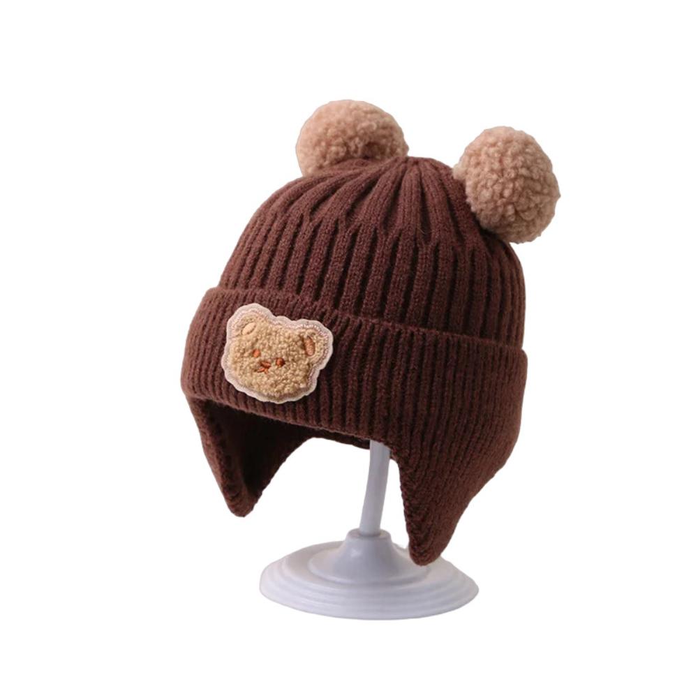 Toyesta-Knitted Winter Baby Beanie Hat-Coffee-