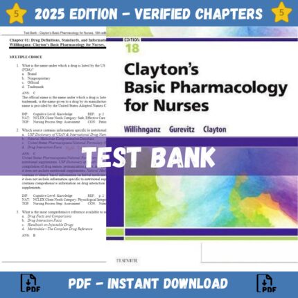 Test Bank – Clayton’s Basic Pharmacology for Nurses, 18th edition (Willihnganz, 2020)